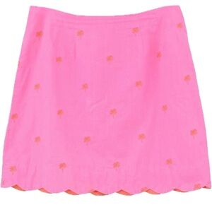 Lilly Pulitzer Vintage Pink Palm Tree Skirt Scalloped Hemline women’s size 8